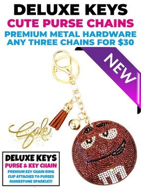 DeLuxe Keys Rhinestone Keychain/Purse Chain Brown M&M